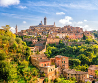 Downtown Siena skyline in Italy