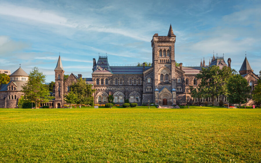 The Front Campus of the University of Toronto, featuring beautiful buildings and vibrant greenery in a serene setting