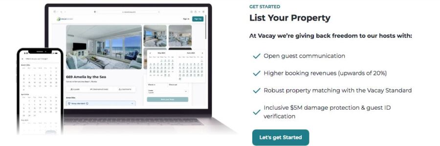 Promote properties with Vacay for seamless booking, mobile compatibility, and high revenue benefits.