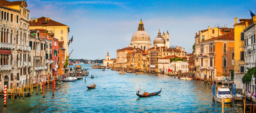 Canal Grande panorama at sunset, Venice, Italy