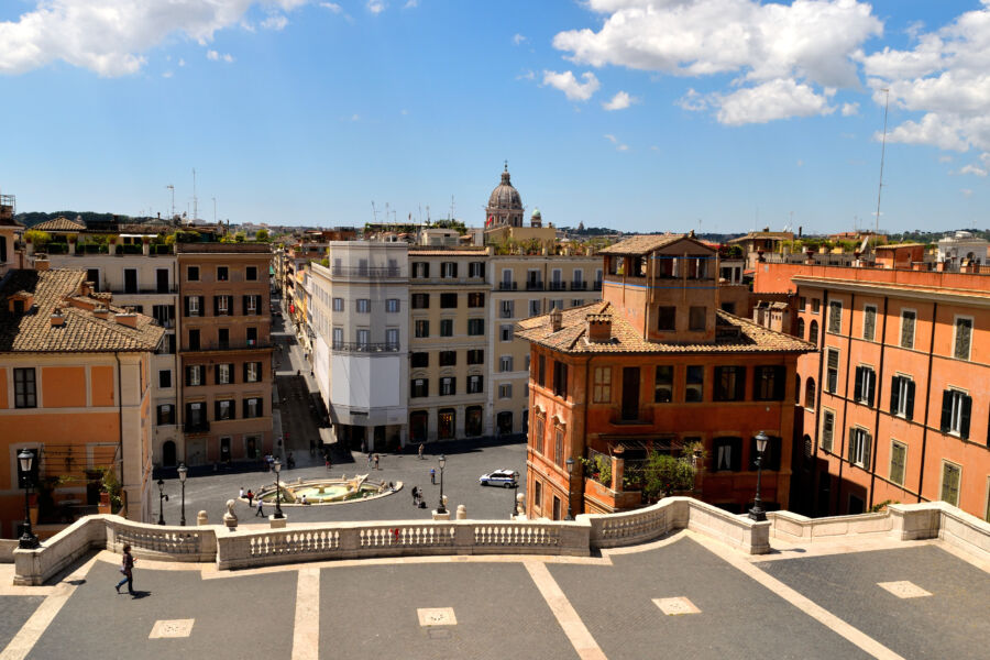 Scenic view of Via dei Condotti leading to the iconic Piazza di Spagna in Rome