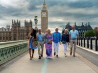 Group of friends on a tour in London